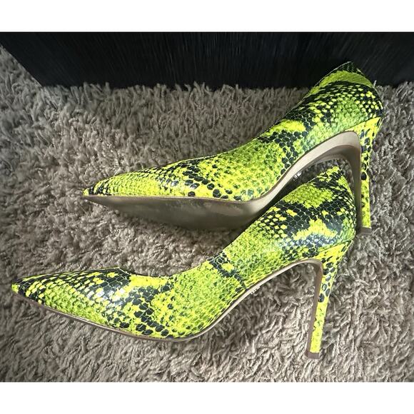 Sam Edelman Hazel Snake Skin High Heels Lime Green/Black Size 7.5M - Picture 8 of 12